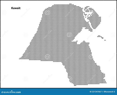 Kuwait Country Map Black Silhouette And Outline Isolated On White