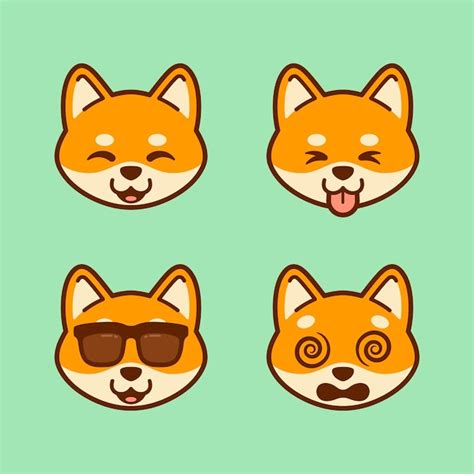 Premium Vector | Set of cute shiba inu stickers