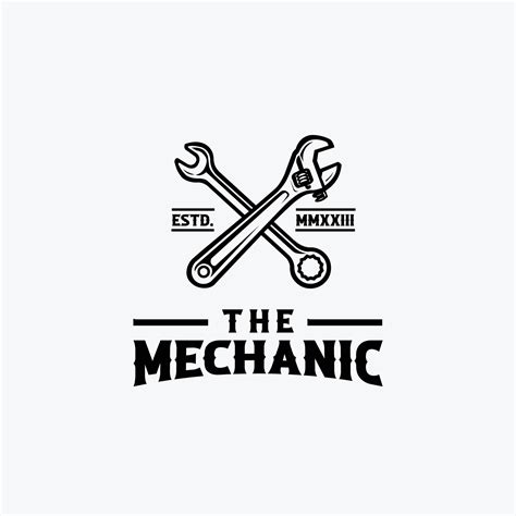 The Mechanic Logo Vector Art Isolated Crossing Wrench Tool Logo Best