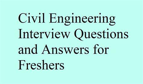 Civil Engineering Interview Questions And Answers For Freshers Sky