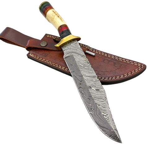 Inch Damascus Steel Custom Handmade Hunting Bowie Knife S