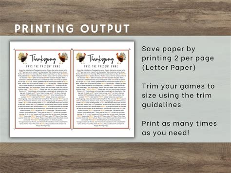 Thanksgiving Pass The Present Game Thanksgiving Right Left Etsy