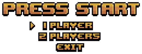 Pixel Art Game Start Menu Press Start Select Players And Exit Vector For 8bit Game On White