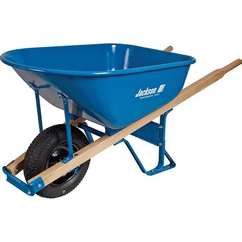 Jackson 6 Cu Ft Heavy Gauge Seamless Steel Wheelbarrow With Hardwood