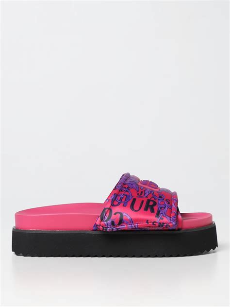 Versace Jeans Couture Damen Flache Sandalen Pink Versace Jeans