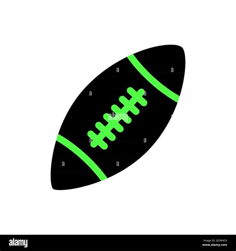 Stylized American Football Logo Icon Black Color With Green Lines