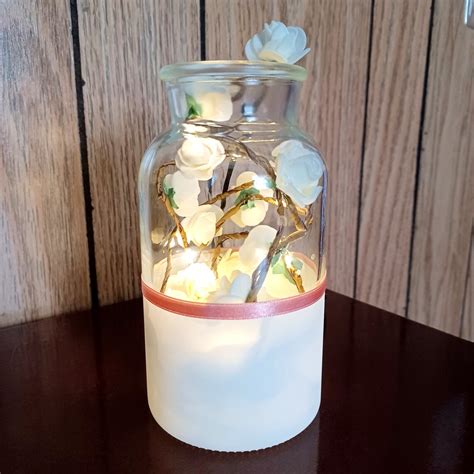 Fairy Lights And Flowers Decor Vase Ooak Cozy Home Decor Etsy