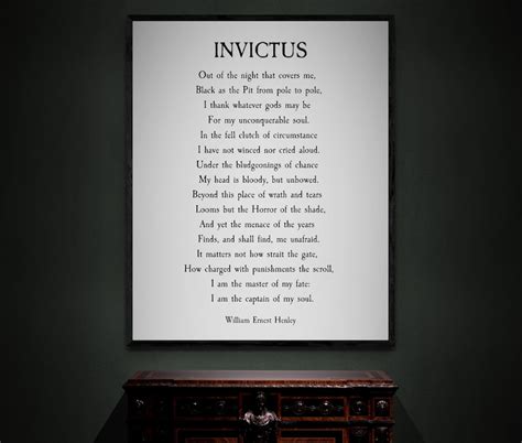 Invictus Poem On Framed Canvas Print By William Ernest Henley Inspirational Saying Wall Art