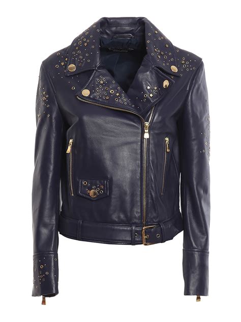 Leather Jacket Boutique Moschino Studded Leather Biker Jacket