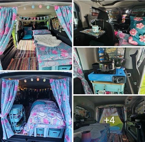 Boho Van Interior With Blue And Pink Decor
