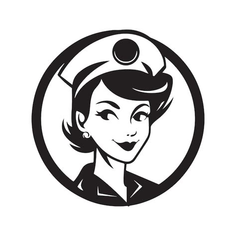 Premium Vector | Nurse logo concept black and white color hand drawn ...