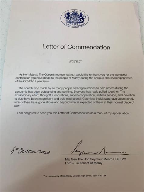 Letter Of Commendation Fact