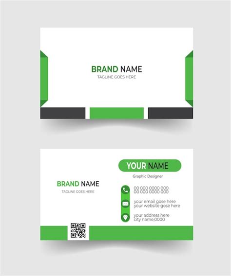 Premium Vector A Green And White Business Card With A Black And White