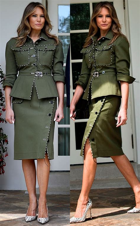 Melania Trump Switches Up Her Style In A Military Inspired Ensemble E News