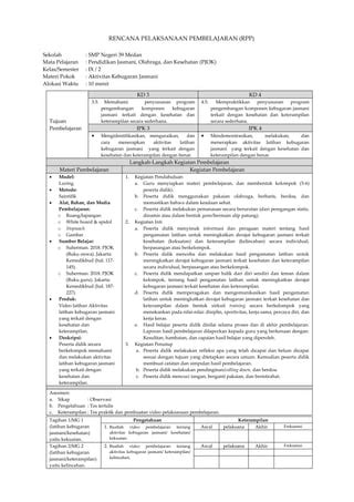 Rencana Pelaksanaan Pembelajaran Aktivitas Kebugaran Jasmani Pdf