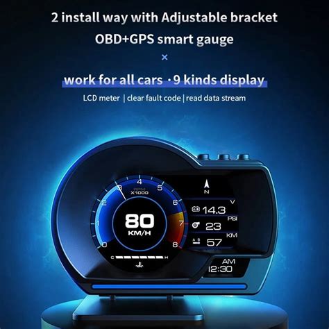 Car Obd Gps Multi Function Gauge Head Up Display Hud Speedometer Rpm