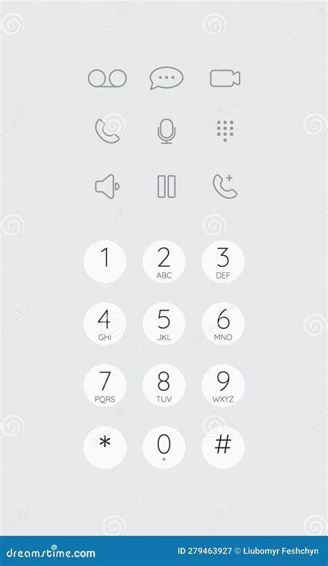 Smartphone Dial Phone Ui Set Phone Pad Screen Keypad Dial Buttons