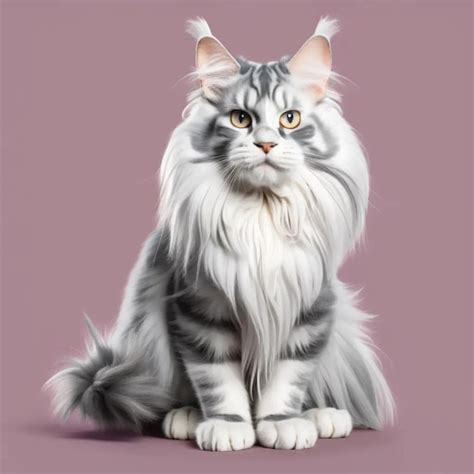 Premium Photo Playful White And Gray Maine Coon Cat On Vibrant Background