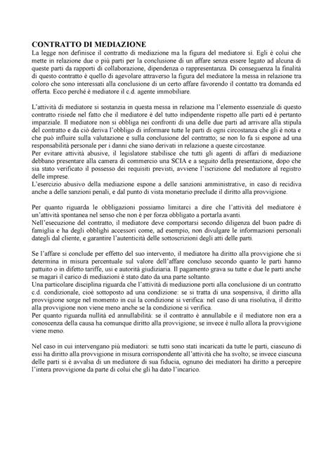 Contratto DI Mediazione Contratti D Impresa Business Contracts