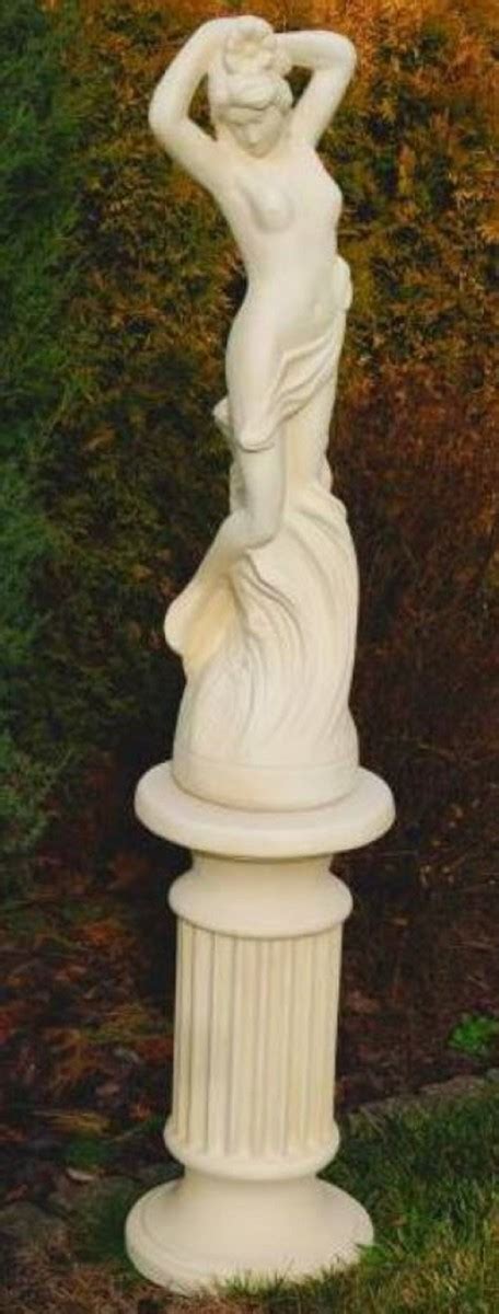 Casa Padrino Jugendstil Garten Deko Skulptur Frau auf Säule Sandfarben