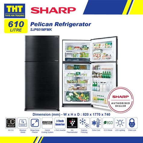 Sharp L Inverter Pelican Refrigerator Sjp Mfmk Black Metal