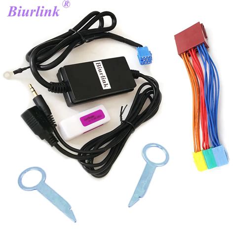 Biurlink Car Stereo Mini Iso Pin Port Aux Usb Audio Cable Adapter For