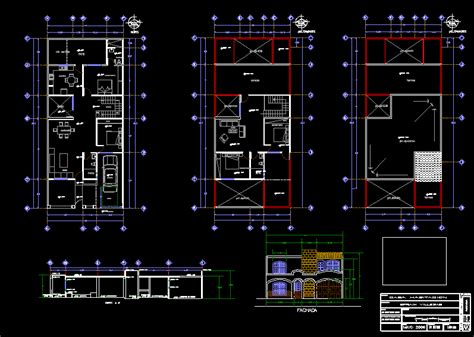 Plano De Casa Moderna Autocad De Dos Plantas Descargar Bloques Autocad