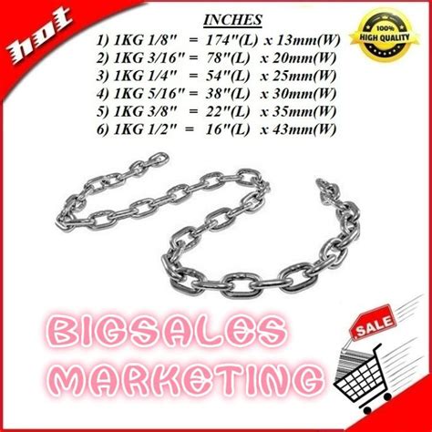 1 KG Galvanized Metal Link Chain Besi Rantai Besi Lazada