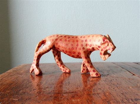 Small Wooden Jaguar Figurine Vintage African Sculpture Hand