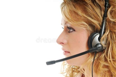 Business Blonde Woman With Headset Stock Image Image Of Info Business