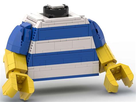 Lego Moc Up Scaled Lego Minifigure Blue And White Striped Torso By