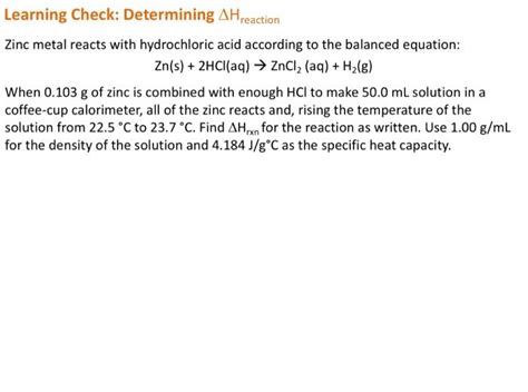 Solved Zinc Metal Reacts With Hydrochloric Acid According To