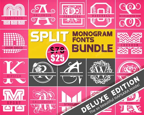 Split Monogram Font Bundle DELUXE EDITION cricut fonts svg | Etsy