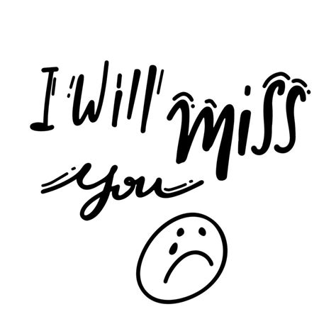 i will miss you Vector lettering. black white. 11614799 Vector Art at ...