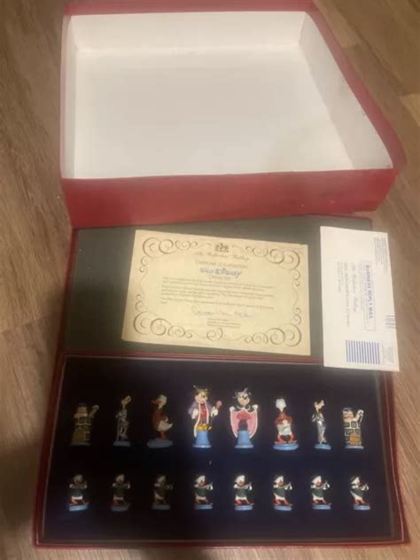 Walt Disney S Pewter Chess Set Mickey Mouse Rare Vintage Complete