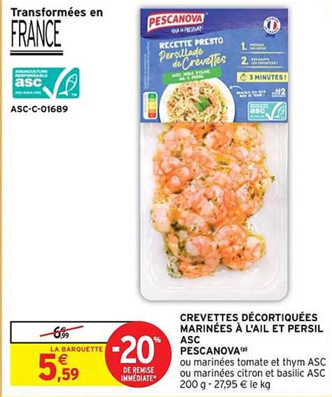 Promo Crevettes Décortiqués Marinées à L ail Et Persil Asc Pescanova