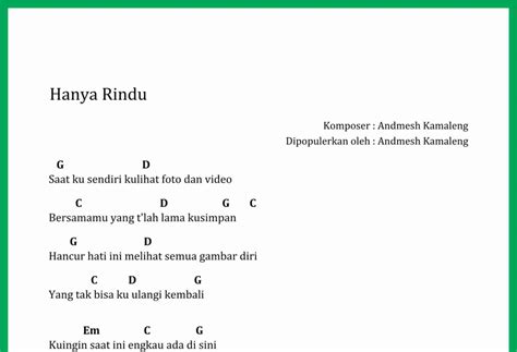 Chord Lagu Hanya Rindu - SEPUTAR MUSIK