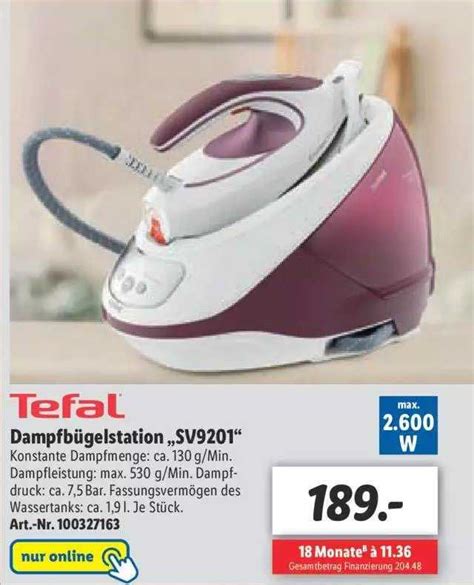 Tefal Dampfbügelstation Sv9201 Angebot bei Lidl 1Prospekte de