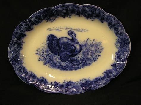 Wedgwood Flow Blue Turkey Platter Circa 1900 Turkey Platter Turkey