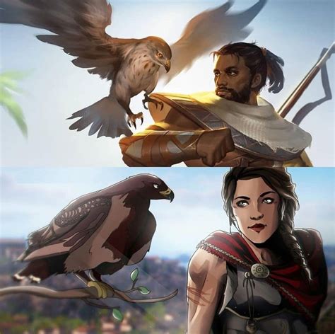 Bayek And Senu And Kassandra And Ikoros Assassins Creed Assassins