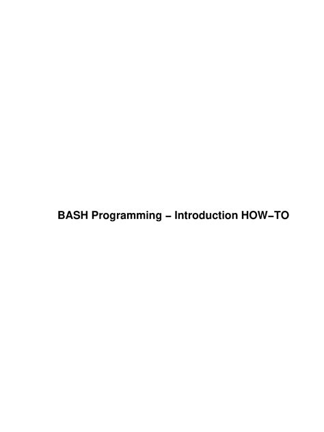 Bash Prog Intro Howto Alkflafjl Table Of Contents Bash Programming