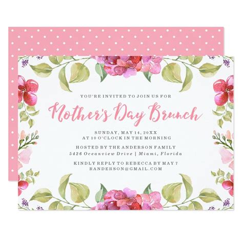 Sweet Blossoms Mother S Day Brunch Invitation Tea Party Invitations Mothers Day Brunch