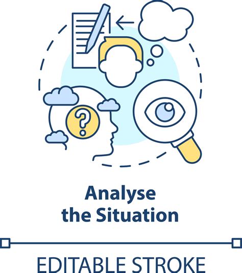 analizar situación concepto icono evaluar detalles estrategia para