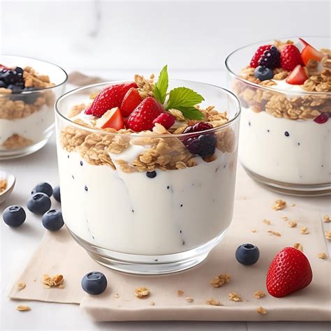 Parfait De Yogur Con Frutas Y Granola Foto Premium