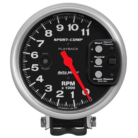 Autometer Tachometer Gauge K Rpm Pedestal W Rpm Playback Sport