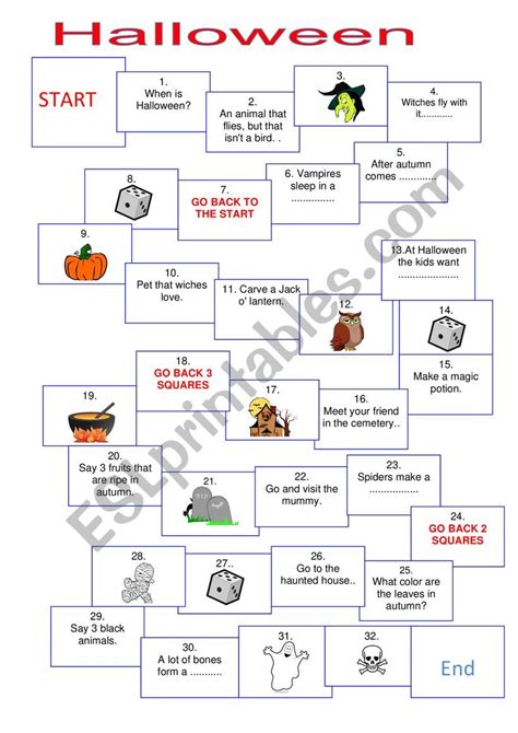 Boardgame Halloween ESL Worksheet By S Lefevre