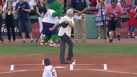 Red Sox Photographers Balls Smashed By Ceremonial 1st Pitch