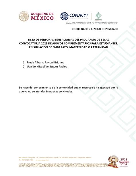 Convocatoria 2023 De Becas De Apoyos Complementarios Para Estudiantes