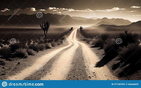 A Dusty Desert Road Rugged Barren Arid Winding Expansive Captured