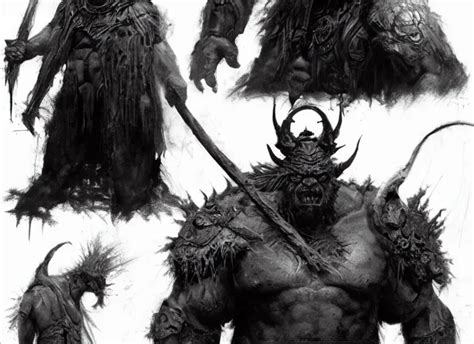 Feral Orc Chieftain Charector Concept Sheet Stable Diffusion OpenArt